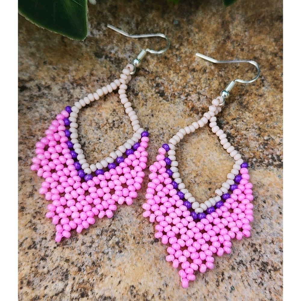 Women's Elegant Earrings Pink  Color, Bead Drop Festival Summer Style